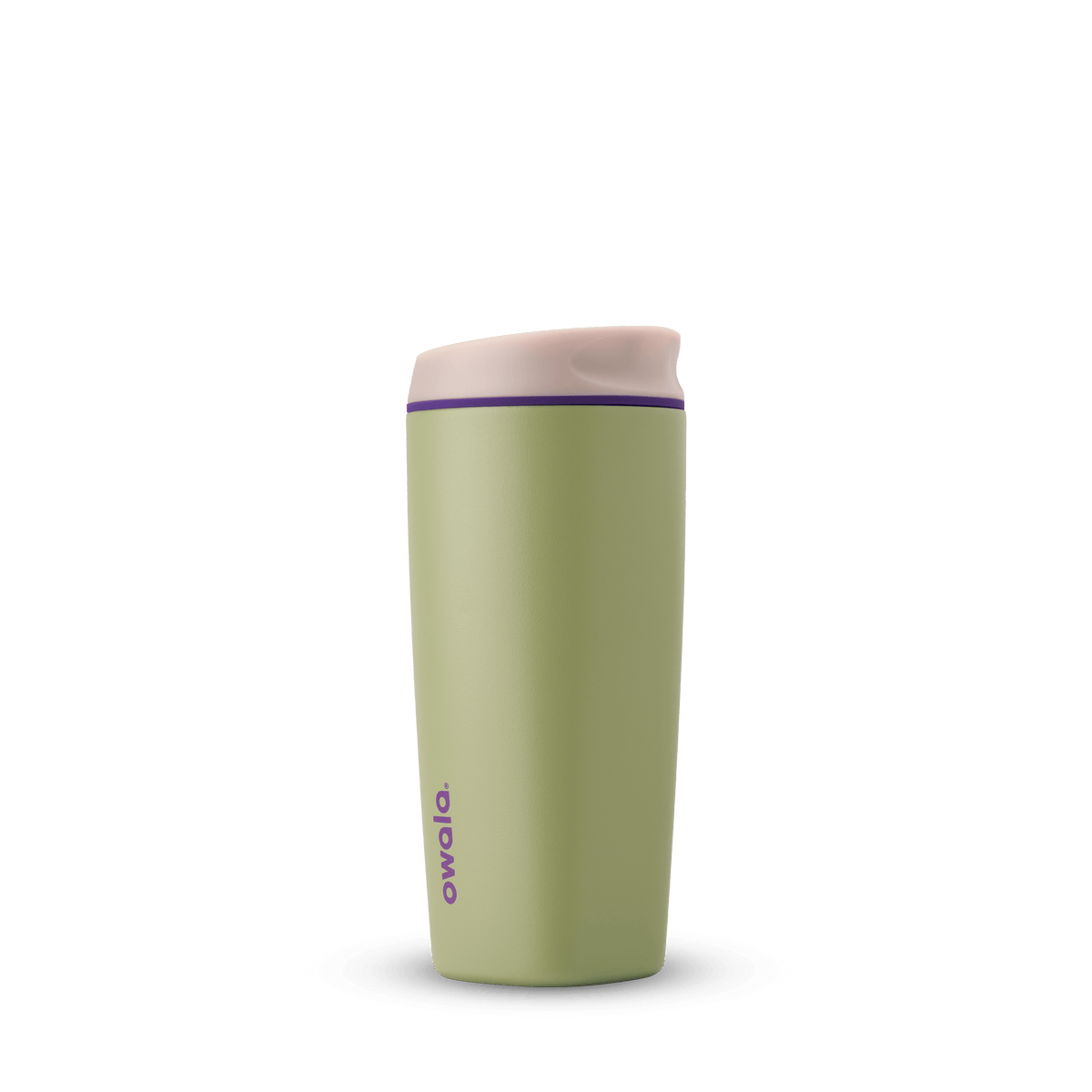 SmoothSip 20oz in Cloudscape, off-white cream tumbler body with charcoal gray flip-style lid and mint green accent ring